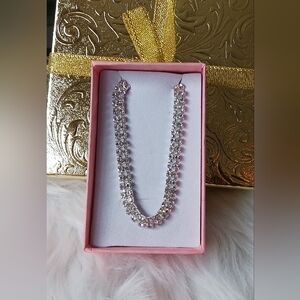 Elegant Silver Rhinestone Cubic Zerconia Adjustable Necklace